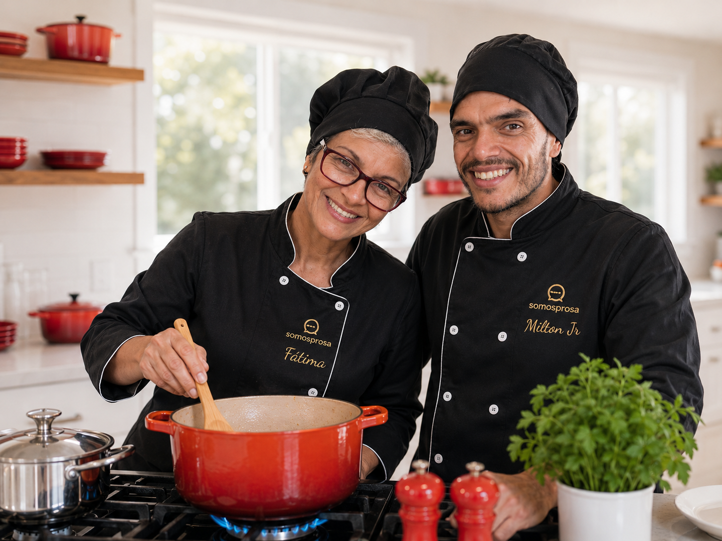 Cozinha familiar em preparo