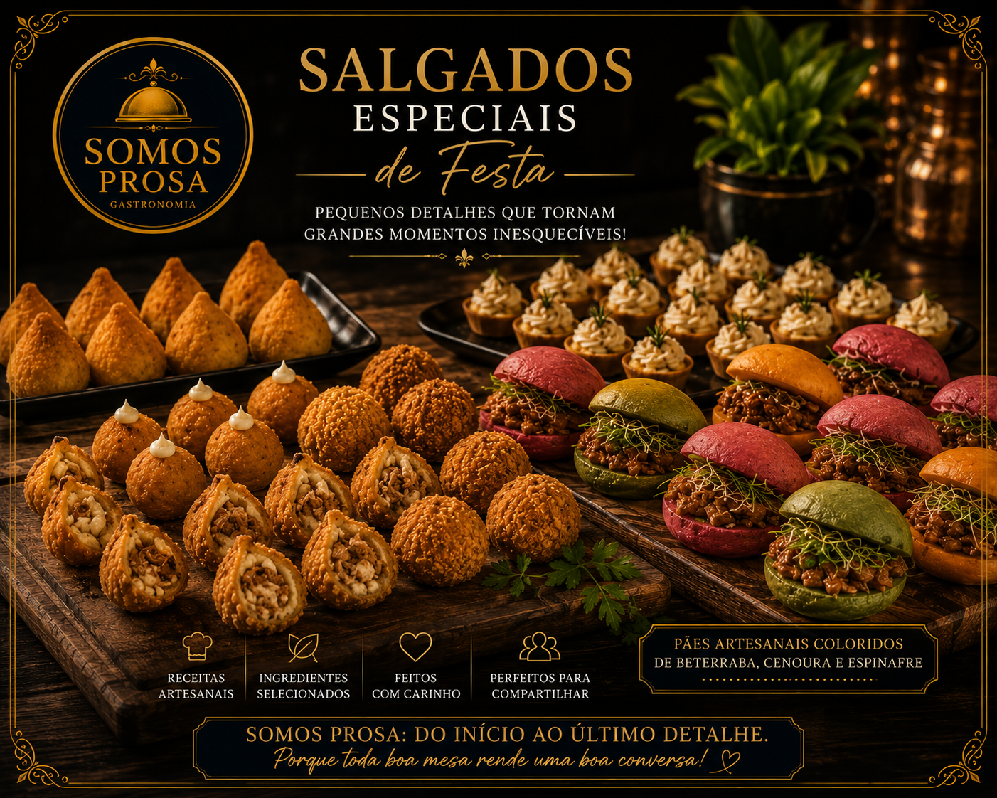 Salgados especiais de festa Somos Prosa